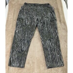 Vintage Mossy Oak Leaf Camo Print Cargo Pants Men's size XL REG 42x44 green